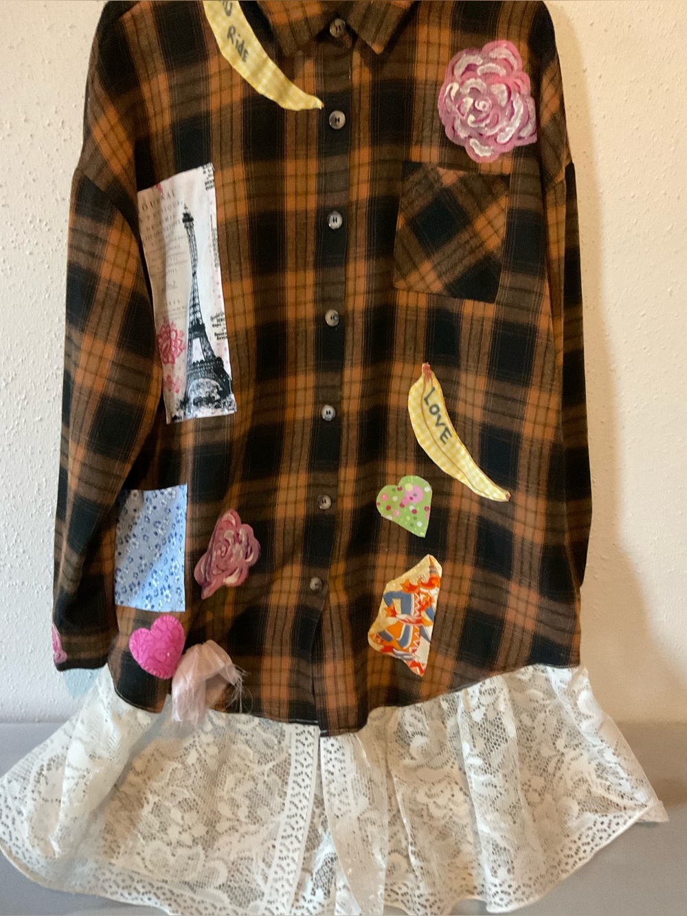 Plaid Duster with ruffle and boho designs